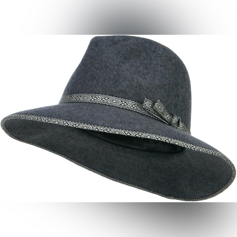Women's vintage Tribal Trim 100% Wool Fedora Fall and Winter stylish hat